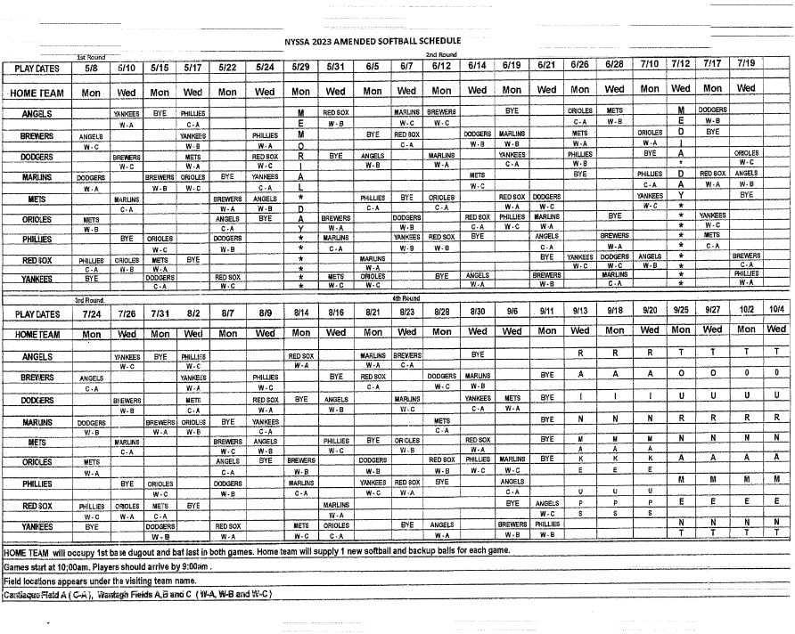 2022 Regular Season Schedule
